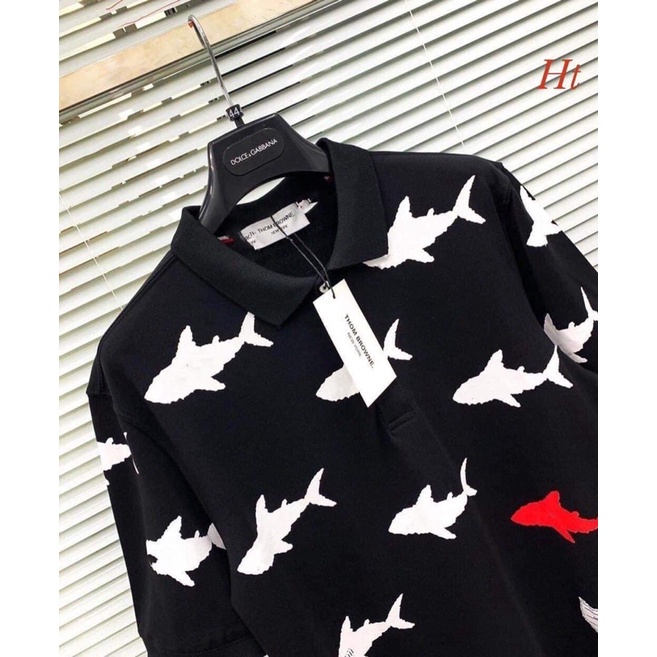 Áo polo cá mập đen đỏ H2A648