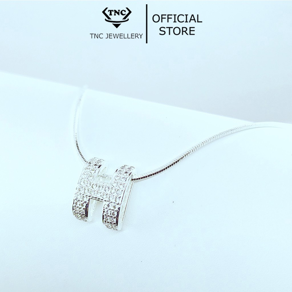 Vòng Cổ Bạc, Dây Chuyền Bạc Ý 925 Mặt Chữ H Cao Cấp Đính Đá Pha Lê Sang Trọng TNC JEWELLERY