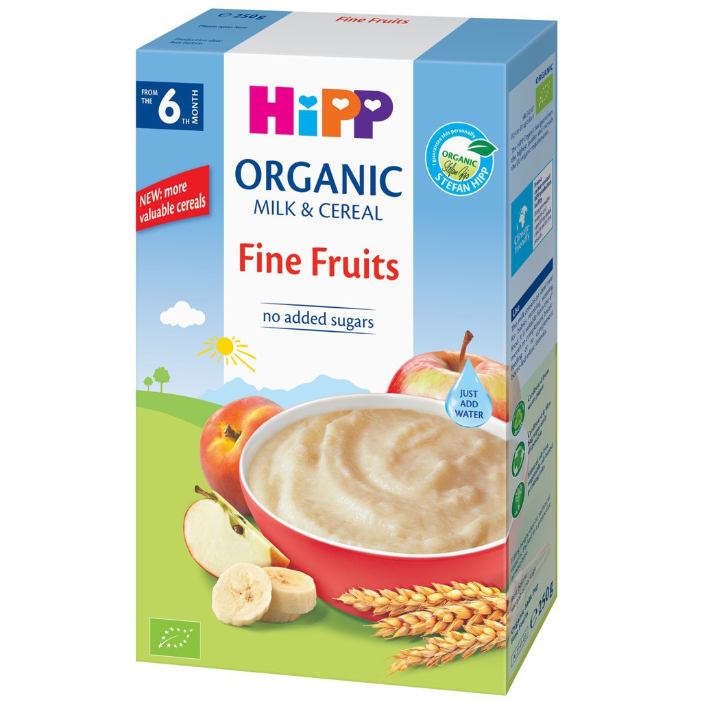 Bột ăn dặm HiPP 250g dinh dưỡng hoa quả tổng hợp (Táo, Chuối, Lê, Mơ)