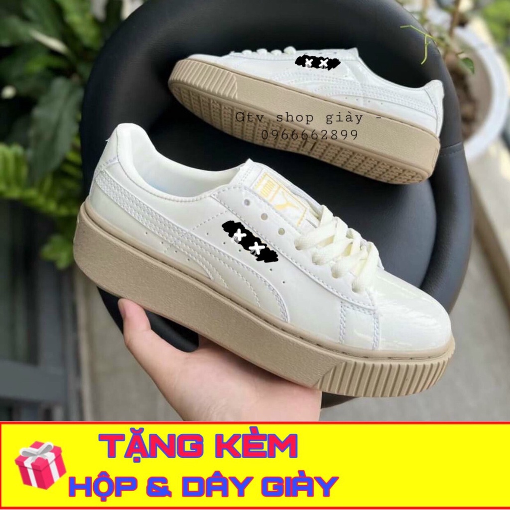 [SIÊU CẤP, Tặng hộp, Bill và thêm 1 bộ dây] Giày thể thao nam nữ sneakers PM trắng da bóng, đế nâu, size 36-39. .