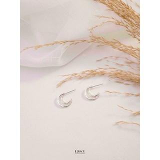 Khuyên tai bạc Grace -  cong Selene (đôi)