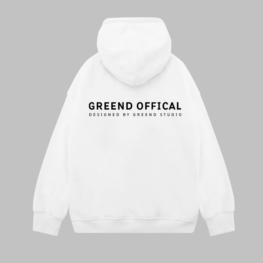 Áo Hoodie GREEND Unisex Nỉ Bông Basic Local Brand Form rộng TyPo Màu Trắng HD065