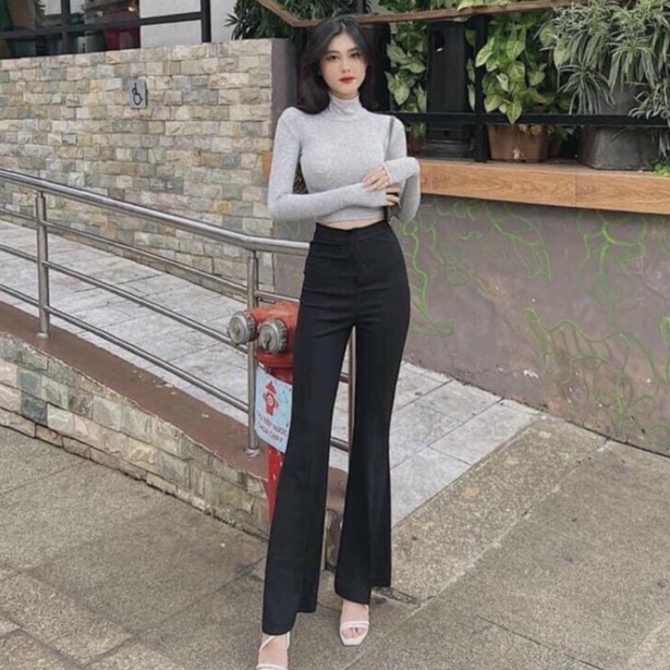 Quần Ống Loe Nữ Dáng Dài Ôm - Quần Legging GOM Cạp Cao Siêu Tôn Dáng Chất Umi Co Dãn 4 Chiều