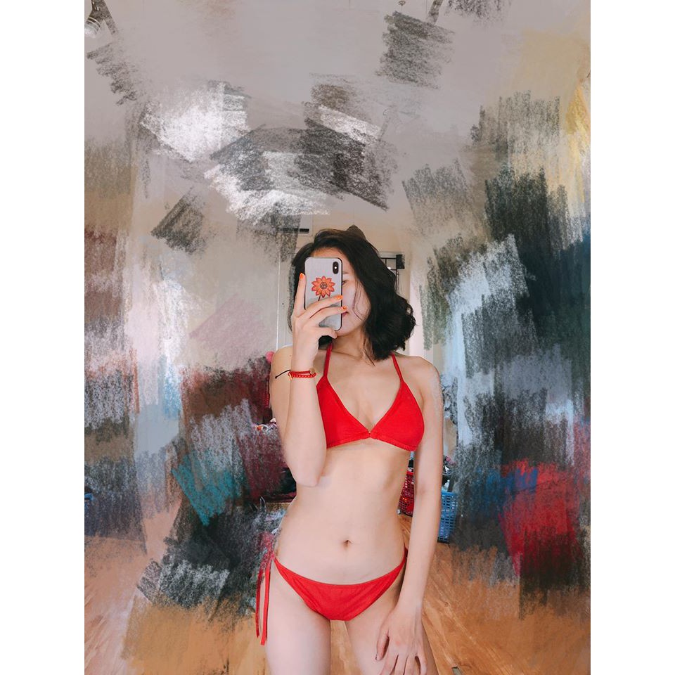 Set bikini đỏ buộc dây