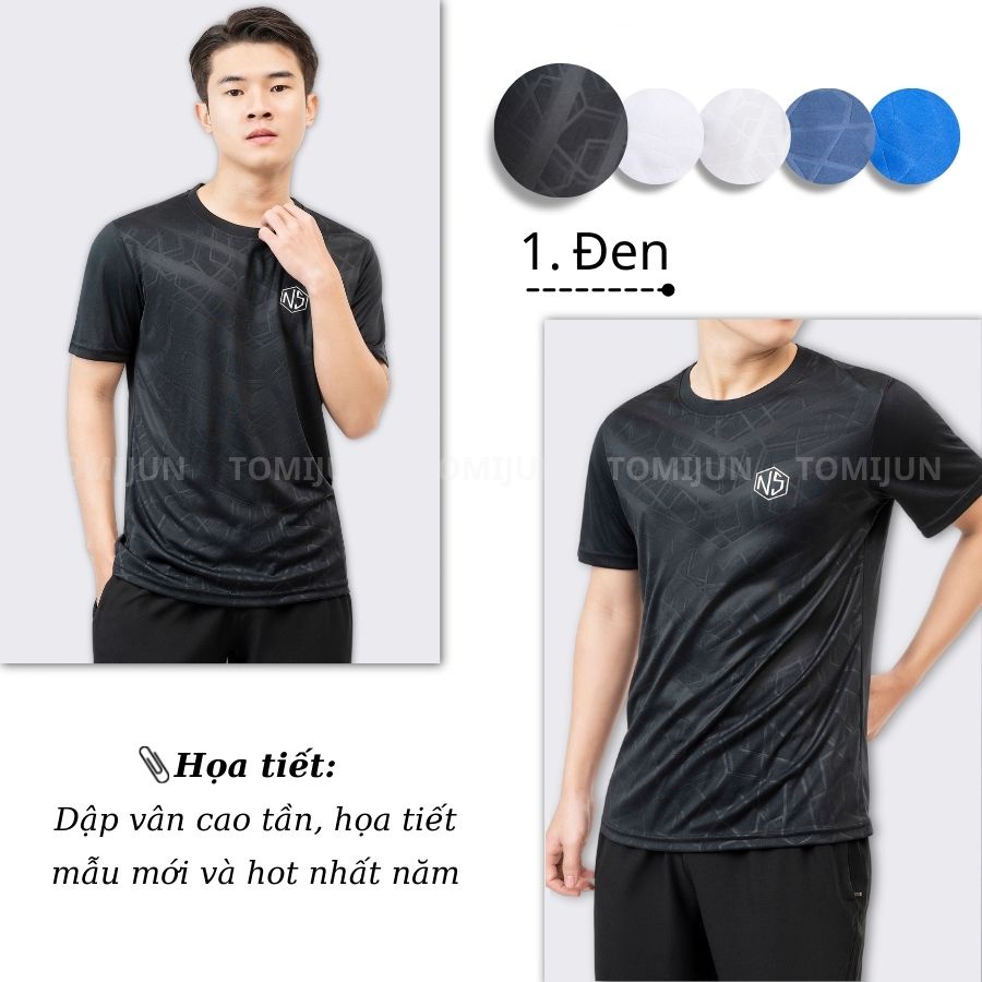 Áo thun nam thể thao cổ tròn vải thun lạnh tập gym ngắn tay vải thoáng mát co giãn chuẩn form nhiều màu TOMIJUN _AOCN5