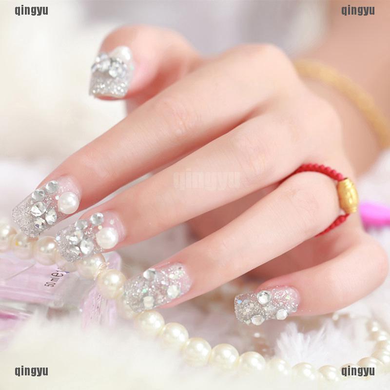 Bộ 24 móng giả đính đá dùng để trang trí móng tiện dụng