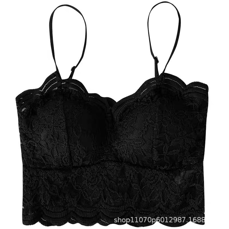 Áo bra ren croptop. Áo Lót Ren nữ Không Gọng có mút nâng ngực
