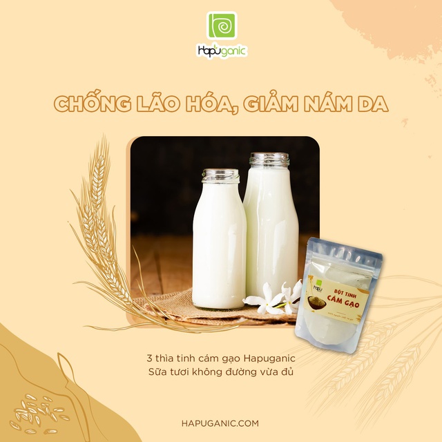 Bột Tinh Cám Gạo Nguyên Chất Hapu Organic trắng da