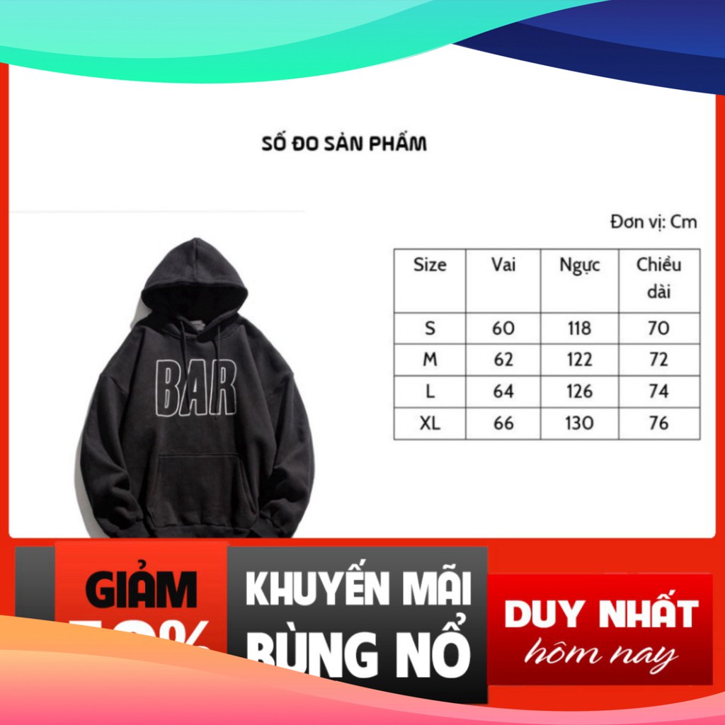 Áo Hoodie nỉ - TINOWEAR bông siêu dày form rộng uisex in họa tiết bar Thời trang unisex Tino | BigBuy360 - bigbuy360.vn