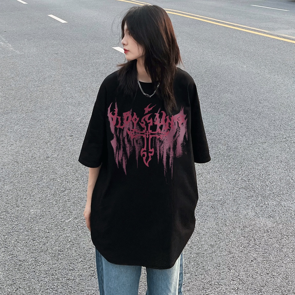 FOCUS Áo phông rộng nữ vintage trắng áo thun form rộng oversize unisex 100% cotton