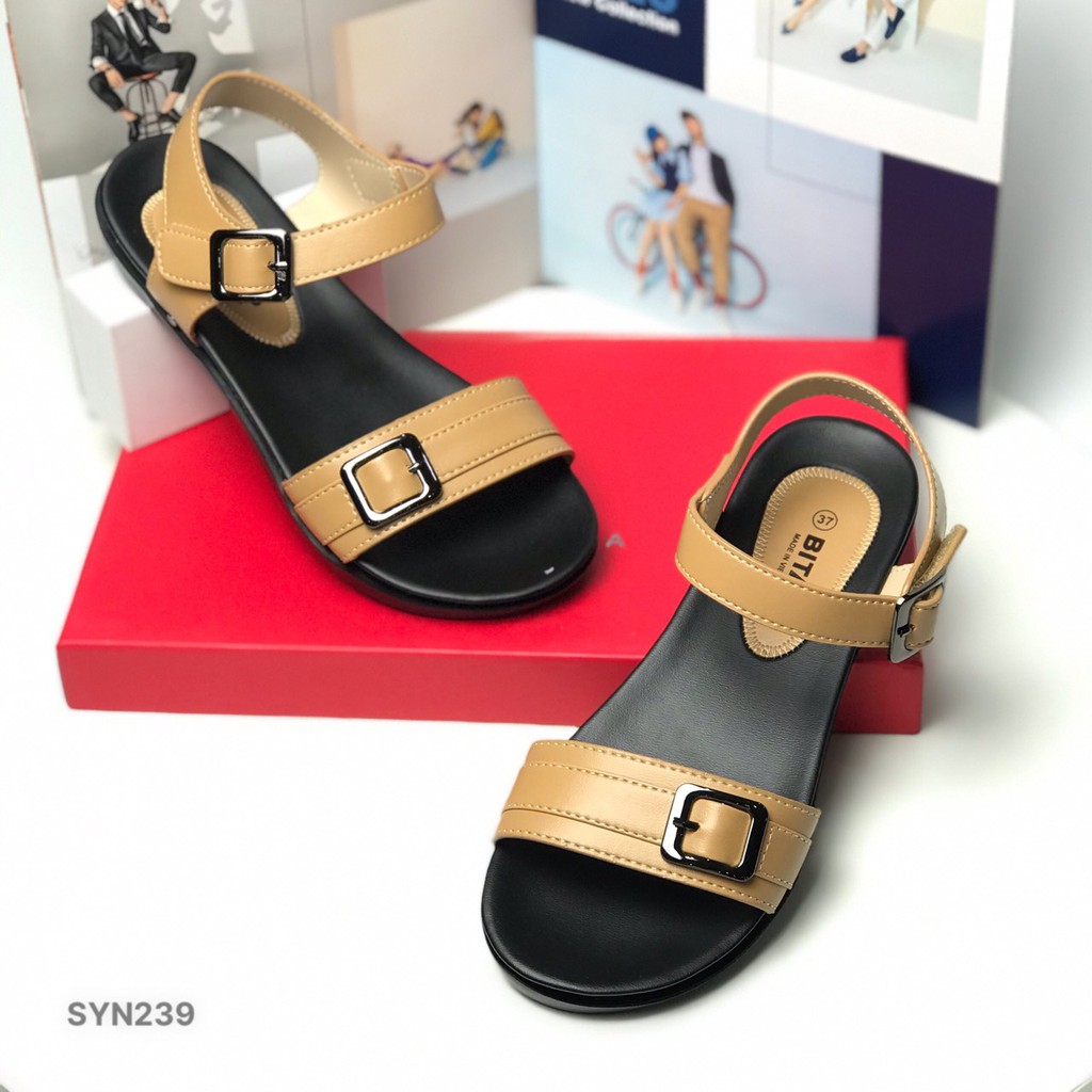 Sandal nữ BITAS ❤️FREESHIP❤️ Dép quai hậu học sinh đế bằng siêu nhẹ khuy vuông SYN239