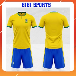 Áo đá banh in tên bộ quần áo đá bóng nam đội tuyển Brazil BIBI SPORT đồ thể thao nam nữ trẻ em thun lạnh 2022-2023