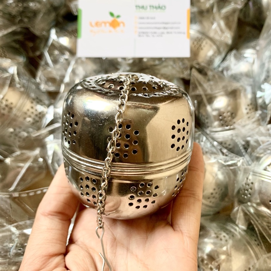 Bóng lọc trà, lọc gia vị, thảo mộc bằng inox cao cấp không gỉ, có dây treo tiện lợi