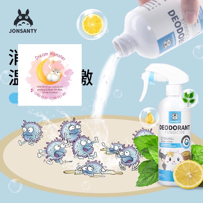 Xịt khử mùi & kháng khuẩn Jonsanty cho hamster, thỏ, bọ, nhím, chó, mèo...