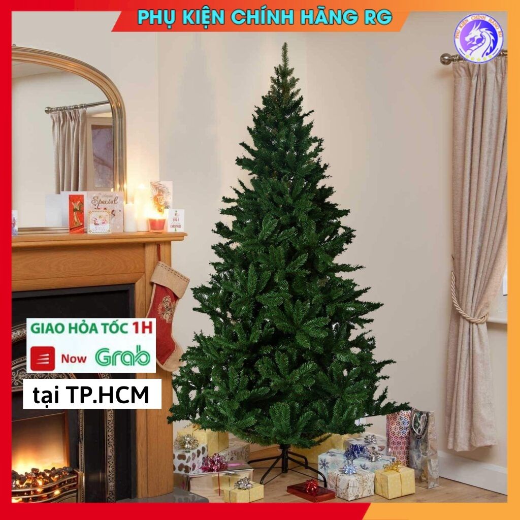 Cây thông noel tán dày 3m, 2m4, 2m1....đủ size màu xanh cứng cáp tặng kèm dây kim tuyến trang trí cực đẹp