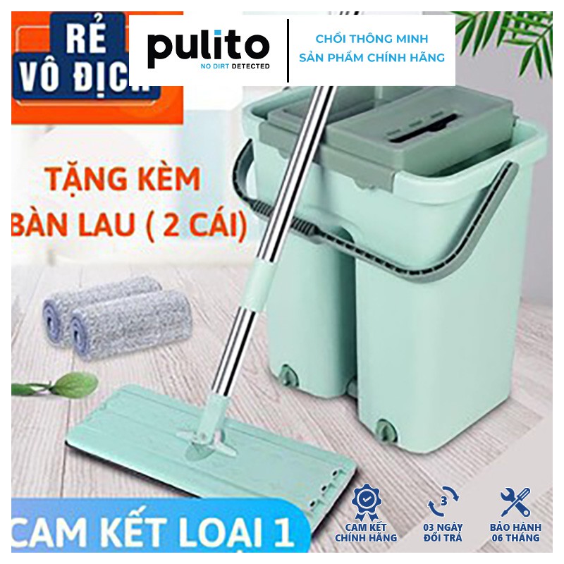 Bộ cây lau nhà ,chổi lau nhà thông minh 360 tự vắt TẶNG  Kèm 2 miếng lau siêu sạch LS-CKT