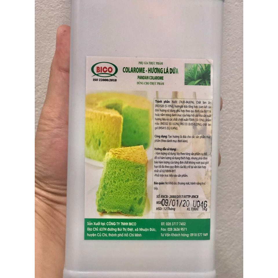 Hương lá dứa có màu BICO Đậm đặc 100ml