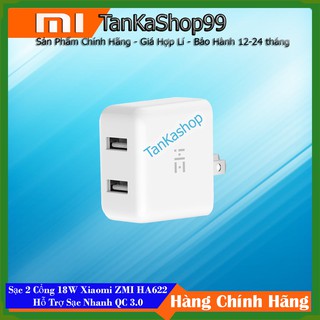Củ Sạc 2 Cổng 18W Xiaomi ZMI HA622 Hỗ Trợ Sạc Nhanh QC 3.0 - Hàng Chính Hãng