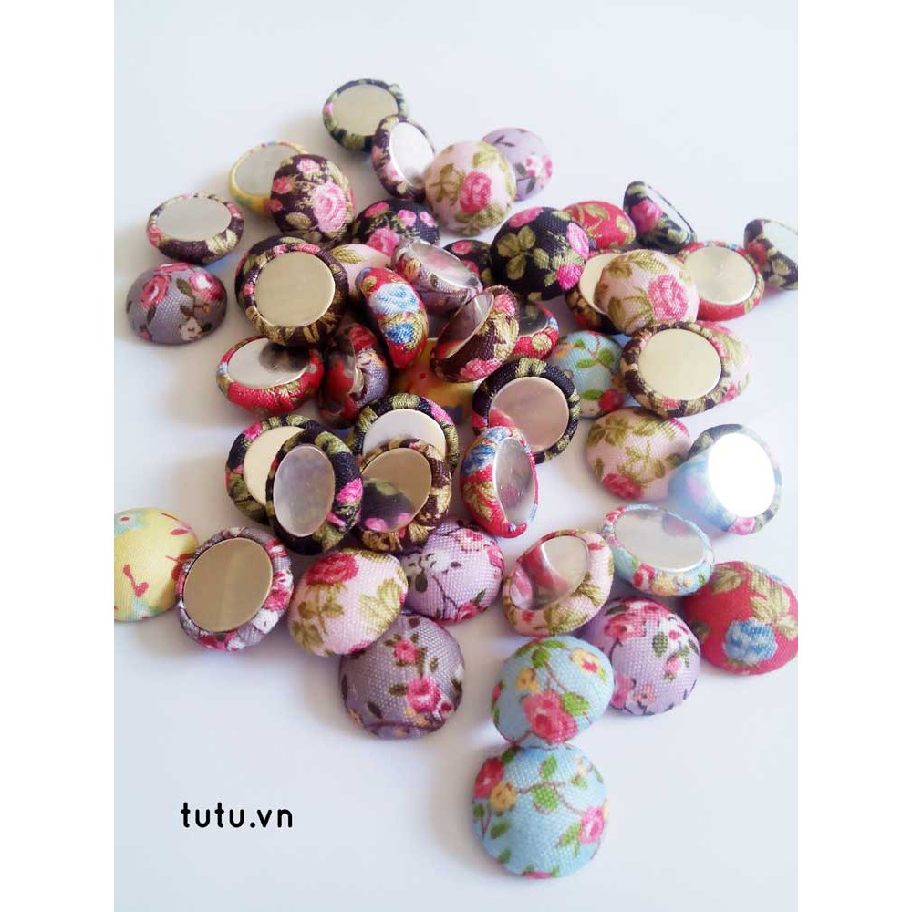 1,5cm nút vài,cúc bọc vải hoa nhí đẹp mắt phụ kiện tóc, handmade mũ nón