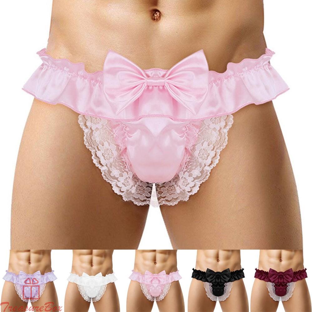 LomcMen Sissy Seethrough Panties Satin Bikini GString Thong Briefs Sexy Underwear CBdzhjWB