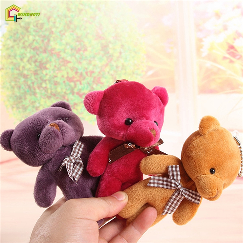 🎉TG 1Pc Mini Plush Bear Đồ chơi 12cm Liên kết gấu Mặt dây chuyền PP Cotton Mềm nhồi đồ chơi Bó hoa Quà tặng ngày lễ