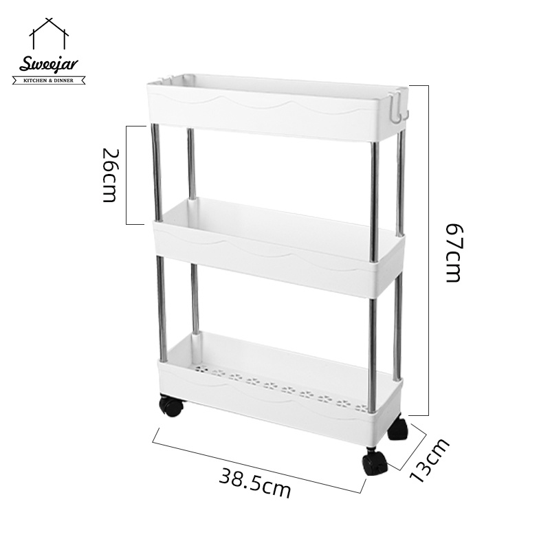 Kệ để đồ SWEEJAR 3 tầng/4 tầng có bánh xe có thể di chuyển tiện dụng cho phòng tắm/nhà bếp