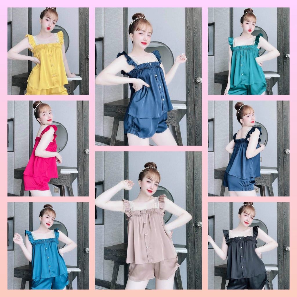 Đồ ngủ sexy, đồ ngủ hai dây, đồ bộ nữ mặc nhà satin dưới 55kg - Cn53