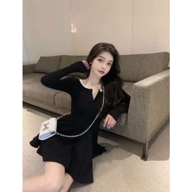 Váy Xoè Bo Tăm Dài Tay Mặc Xinh Như Hotgirl, Đầm Thu Đông Nữ