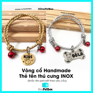Vòng cho mèo & chó Handmade kèm thẻ tên INOX OnePetBox - Dây đeo cổ thú