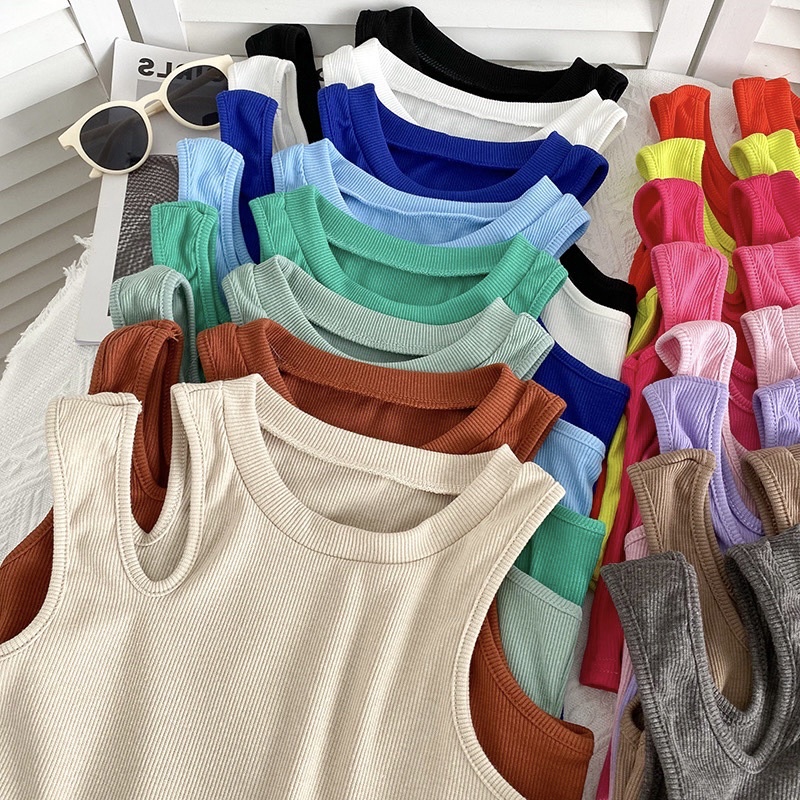 Áo croptop sát nách khoét vai chệch chi MRA002G