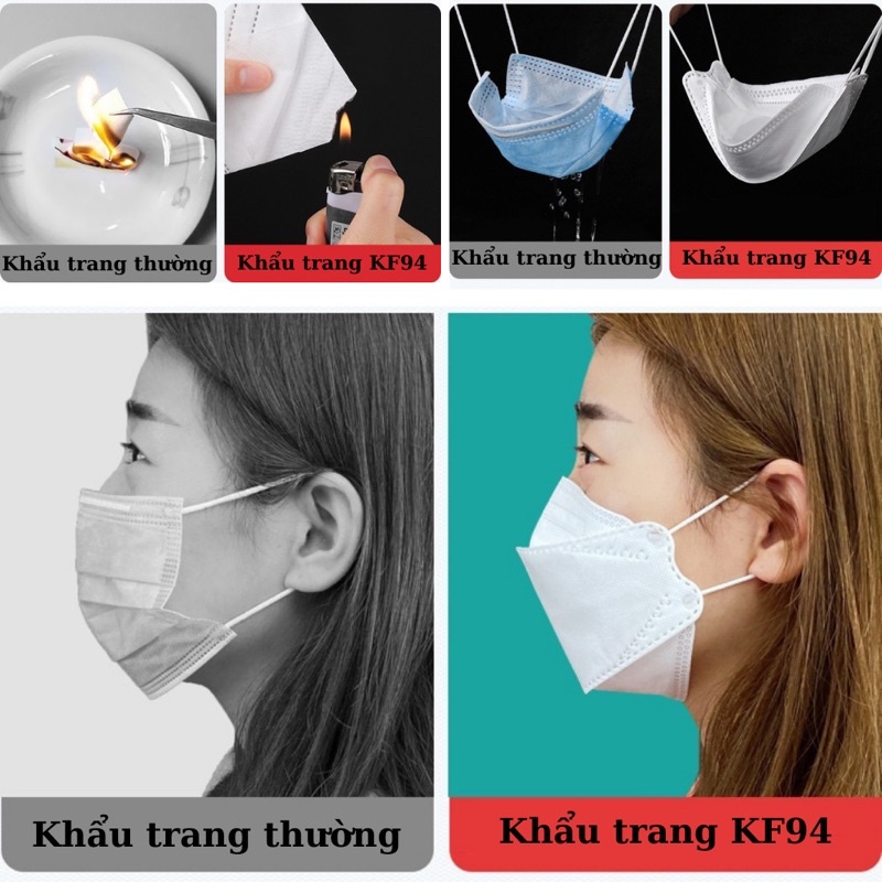 Hộp 10 cái khẩu trang KF94 My O2 - H2T, kháng khuẩn, chống bụi, màu trắng 【】