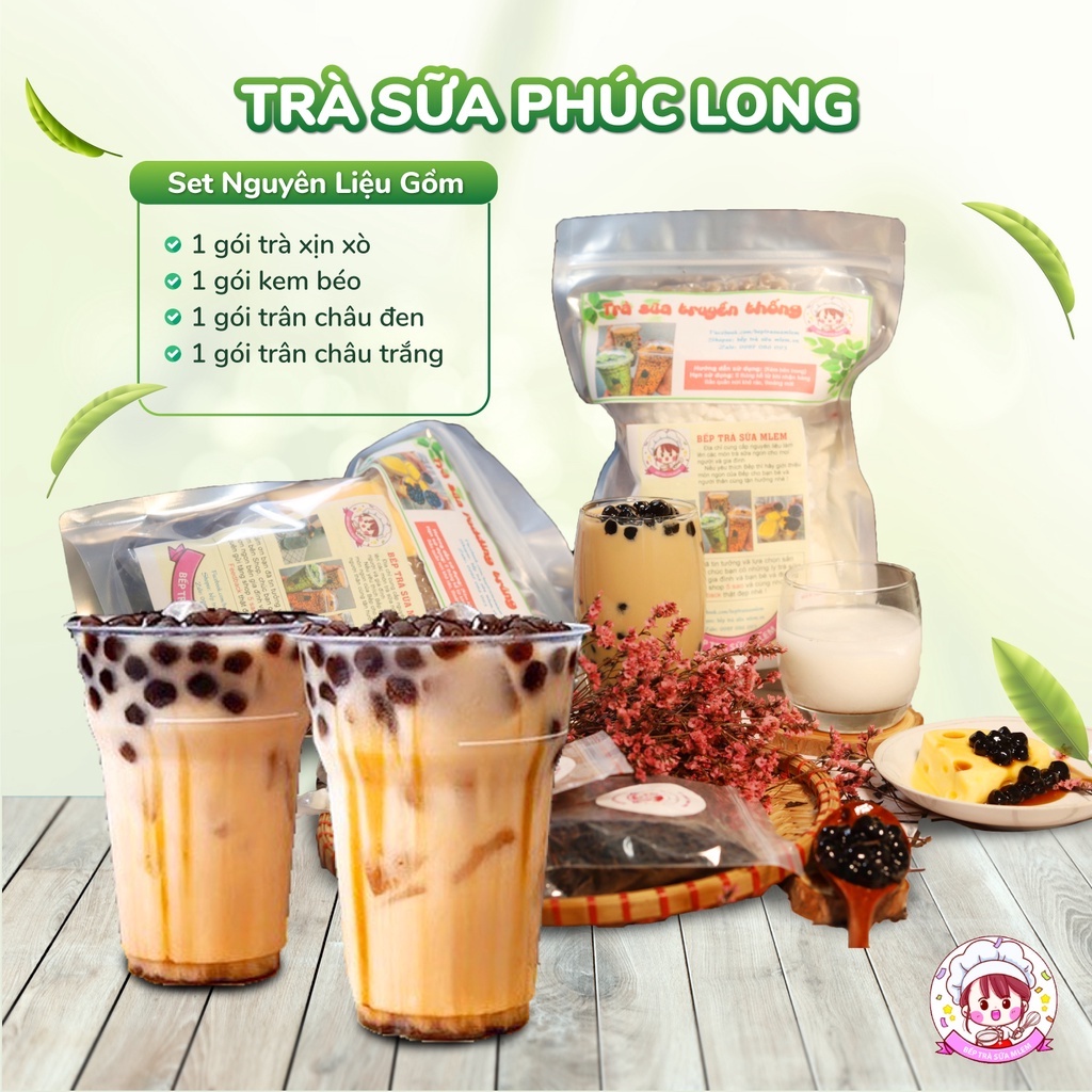 SET NGUYÊN LIỆU PHA TRÀ SỮA  PHÚC LONG , HỒNG TRÀ SỮA ( 5-6 LY ) BẾP TRÀ SỮA MLEM
