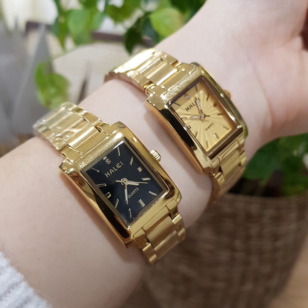 Đồng hồ nữ Halei mặt vuông dây kim loại chống nước chống xước Tony Watch 68