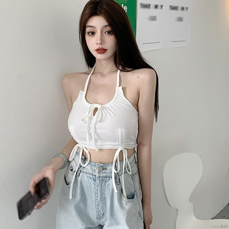 Áo Tank Top Sát Nách Phối Dây Rút Cho Nữ