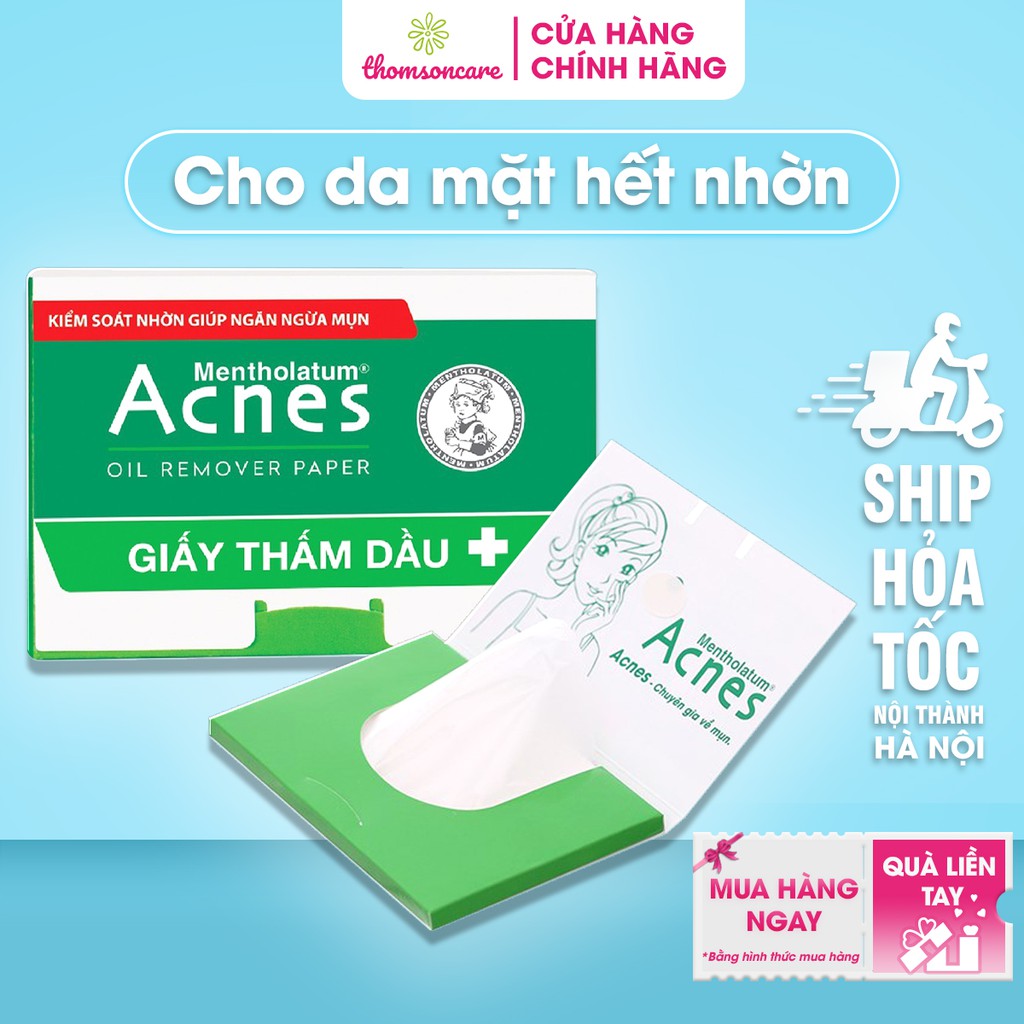 Giấy thấm dầu Acnes - Chính hãng từ Rohto - Kiểm soát nhờn, ngăn ngừa mụn, thông thoáng lỗ chân lông