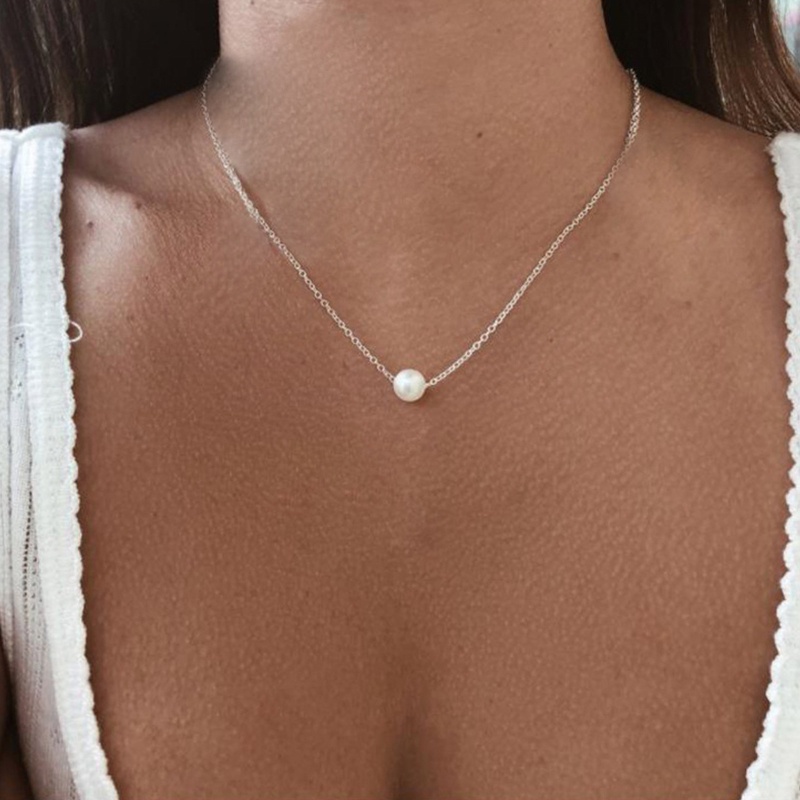Vòng cổ Mạ Bạc Đính Ngọc Trai Nhân Tạo Dành Cho Nữ
