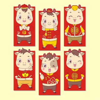 Bao Lì Xì Năm Mới In Họa Tiết Bò Sữa Hoạt Hình Sáng Tạo