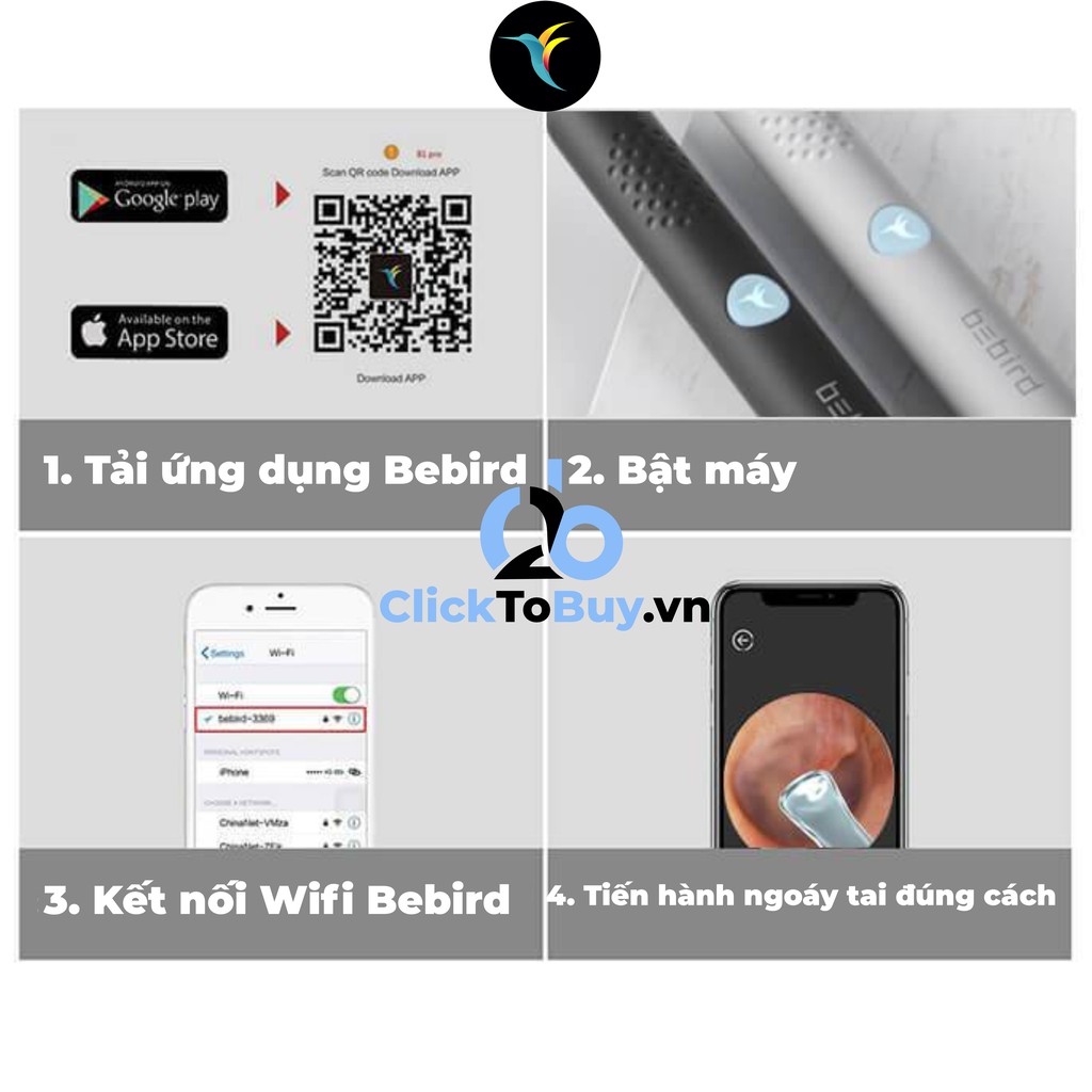 Bộ lấy ráy tai thông minh Bebird R1- Dụng cụ lấy ráy tai thông minh Bebird