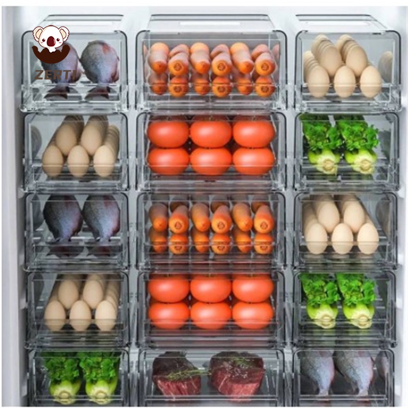 Hộp Đựng Trái Cây/Rau Củ Trong Suốt Thiết Kế Ngăn Kéo Trong Suốt Cho Tủ Lạnh