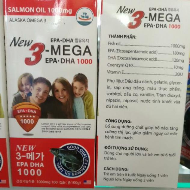 Dầu cá NEW 3 - MEGA EPA - DHA 1000. HỖ TRỢ CẢI THIỆN THỊ LỰC, GIÃM NGUY CƠ XƠ VỮA ĐỘNG MẠCH