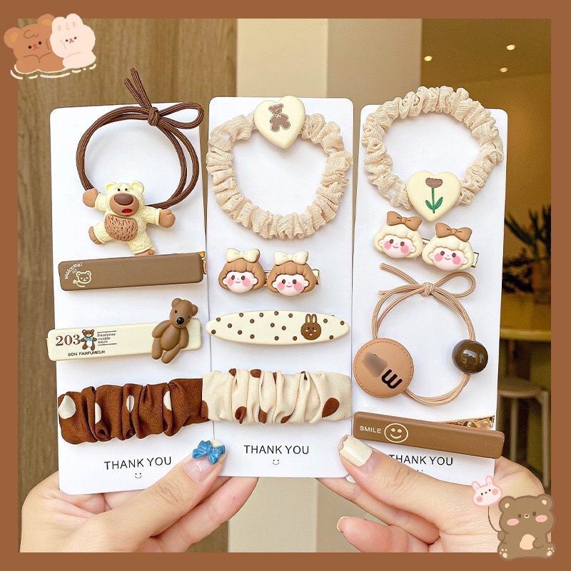 Kẹp tóc set hoạ tiết dễ thương siêu xinh phong cách Hàn Quốc