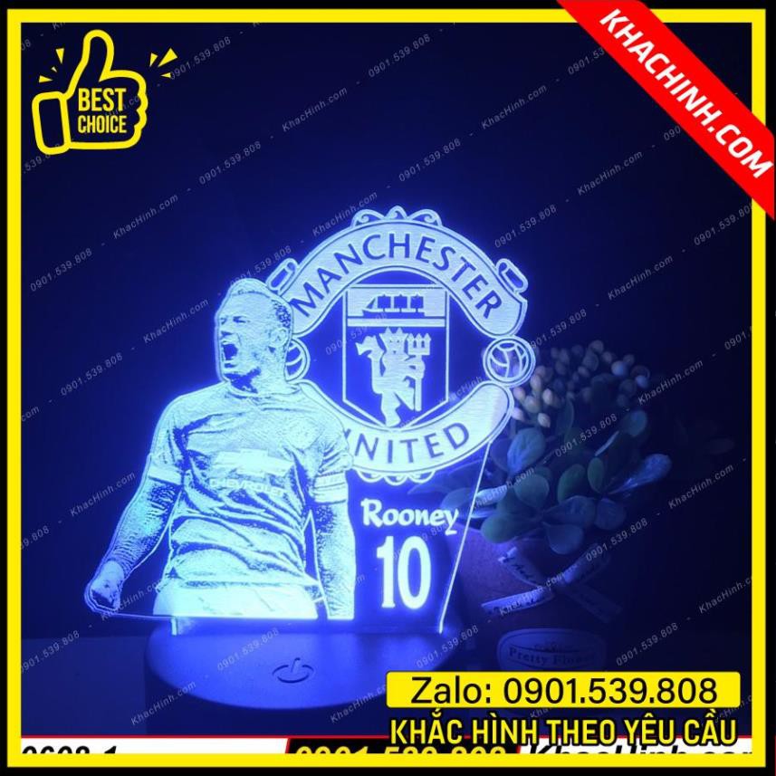 Đèn trang trí khắc hình cầu thủ Rooney - CLB MU, khắc hình ảnh theo yêu cầu, quà tặng ý nghĩa