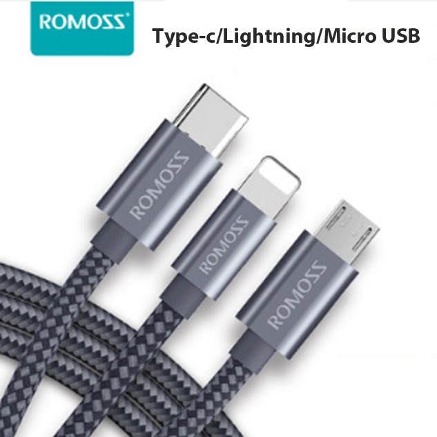 Cáp Sạc 3 Trong 1 - Type C, IOS/Lightning, Micro USB – dài 1.5m