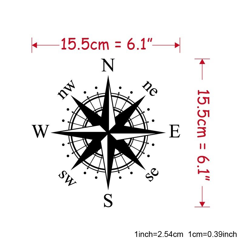 Miếng Dán Vinyl Hình La Bàn Chống Thấm Nước Trang Trí Xe Hơi/Laptop/Xe Mô Tô