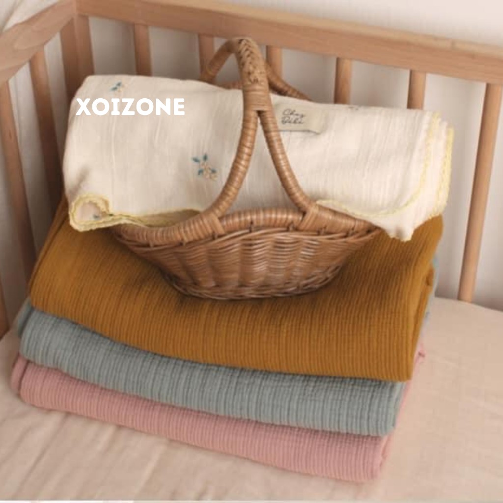 Chăn bốn mùa cotton organic Chezbebe Hàn Quốc trơn cho bé