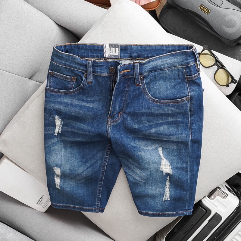Quần Short Jean Nam màu Xanh, Quần Lửng Nam Jean thời trang cao cấp