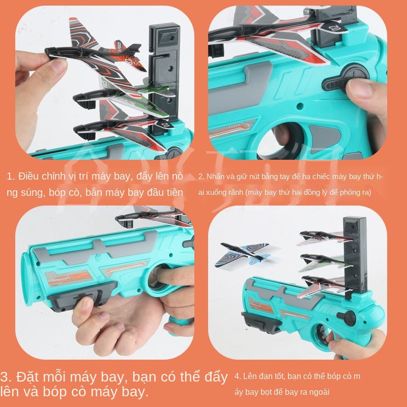 HOTHOT Súng phóng máy bay dành cho trẻ em có 4 máy bay , đồ chơi súng phóng máy bay lượn mô hình trẻ em.