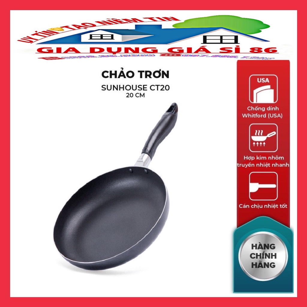 Chảo trơn chống dính SUNHOUSE 16cm đến 30cm đủ size