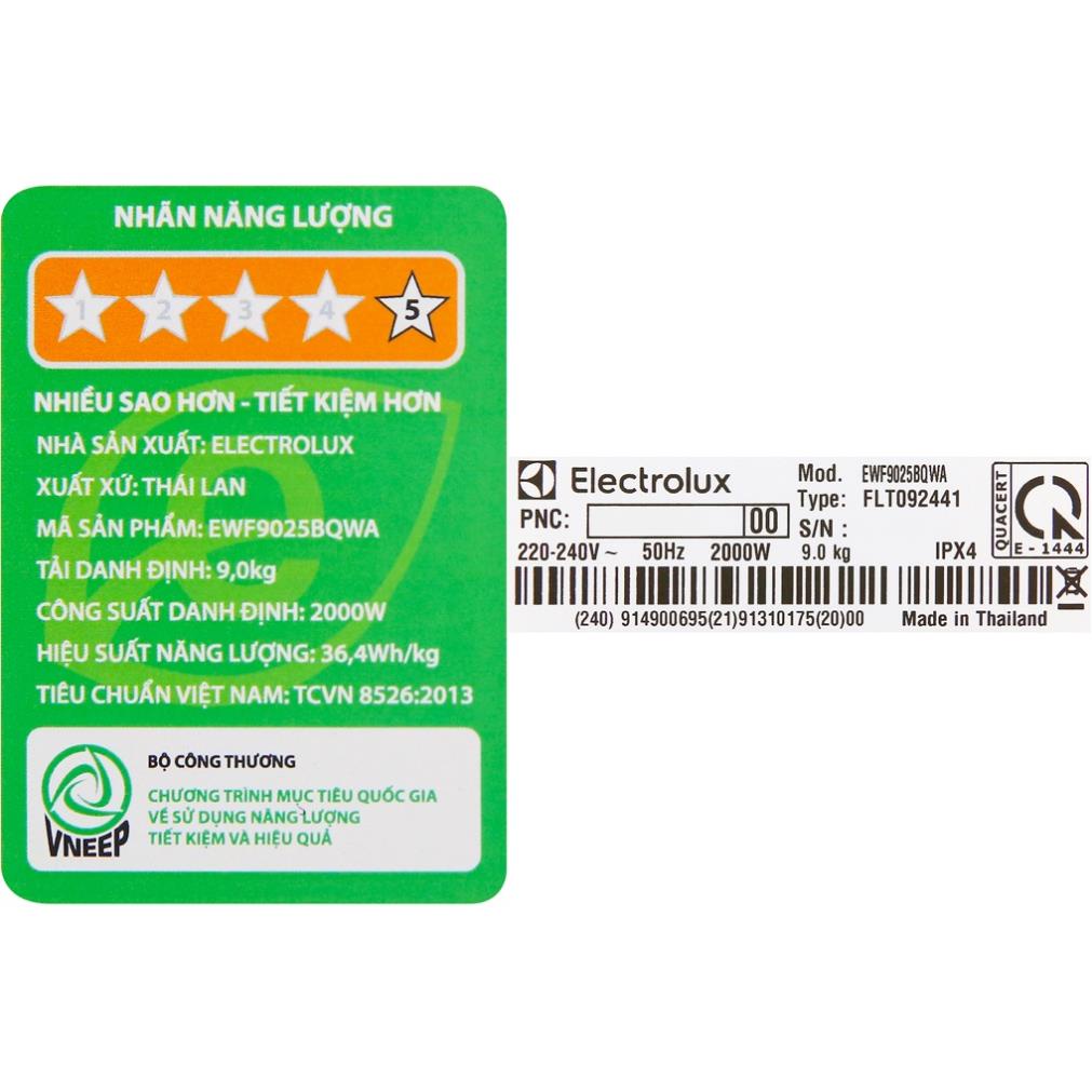 Máy giặt Electrolux Inverter 9 kg EWF9025BQWA - Mới 100%