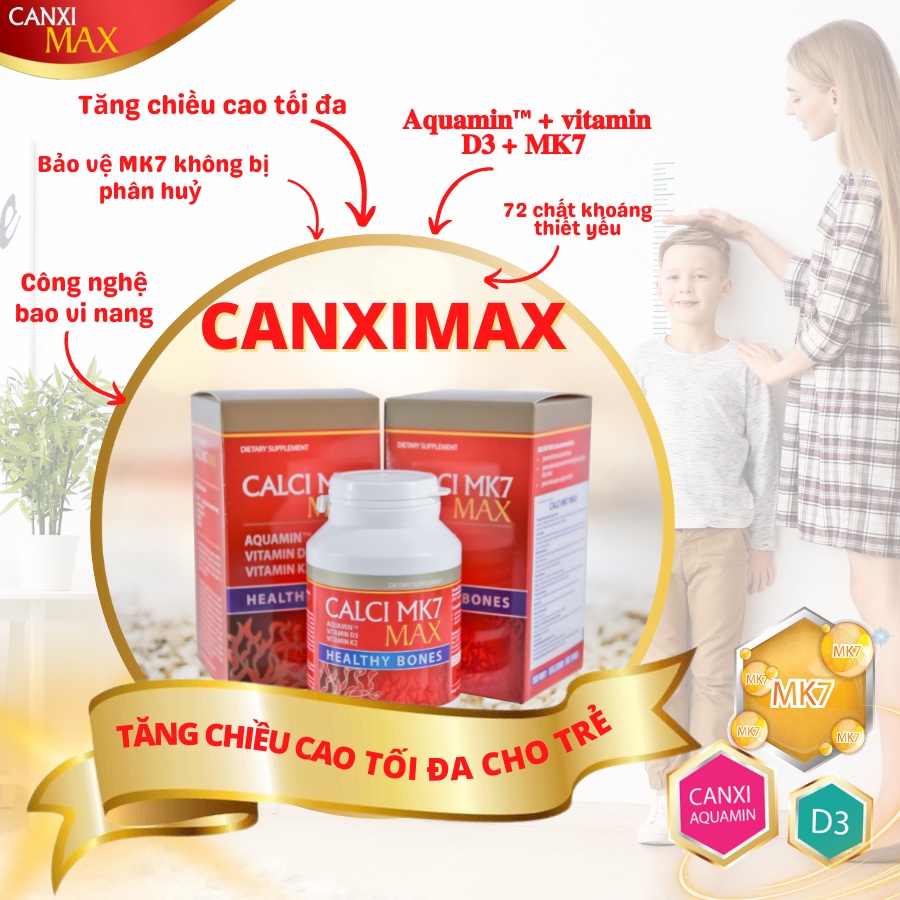 Canxi Tảo biển tự nhiên CALCI MK7 MAX giúp xương chắc khỏe, phát triển chiều cao cho trẻ , phụ nữ có thai